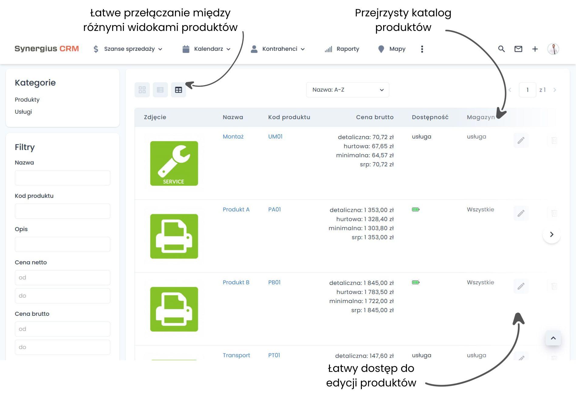 Zarządzanie katalogiem produktów i cennikami system CRM