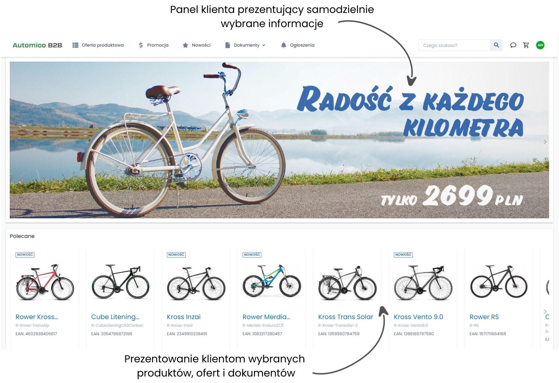 Panel klienta - integracja systemu CRM i platformy sprzedażowej..