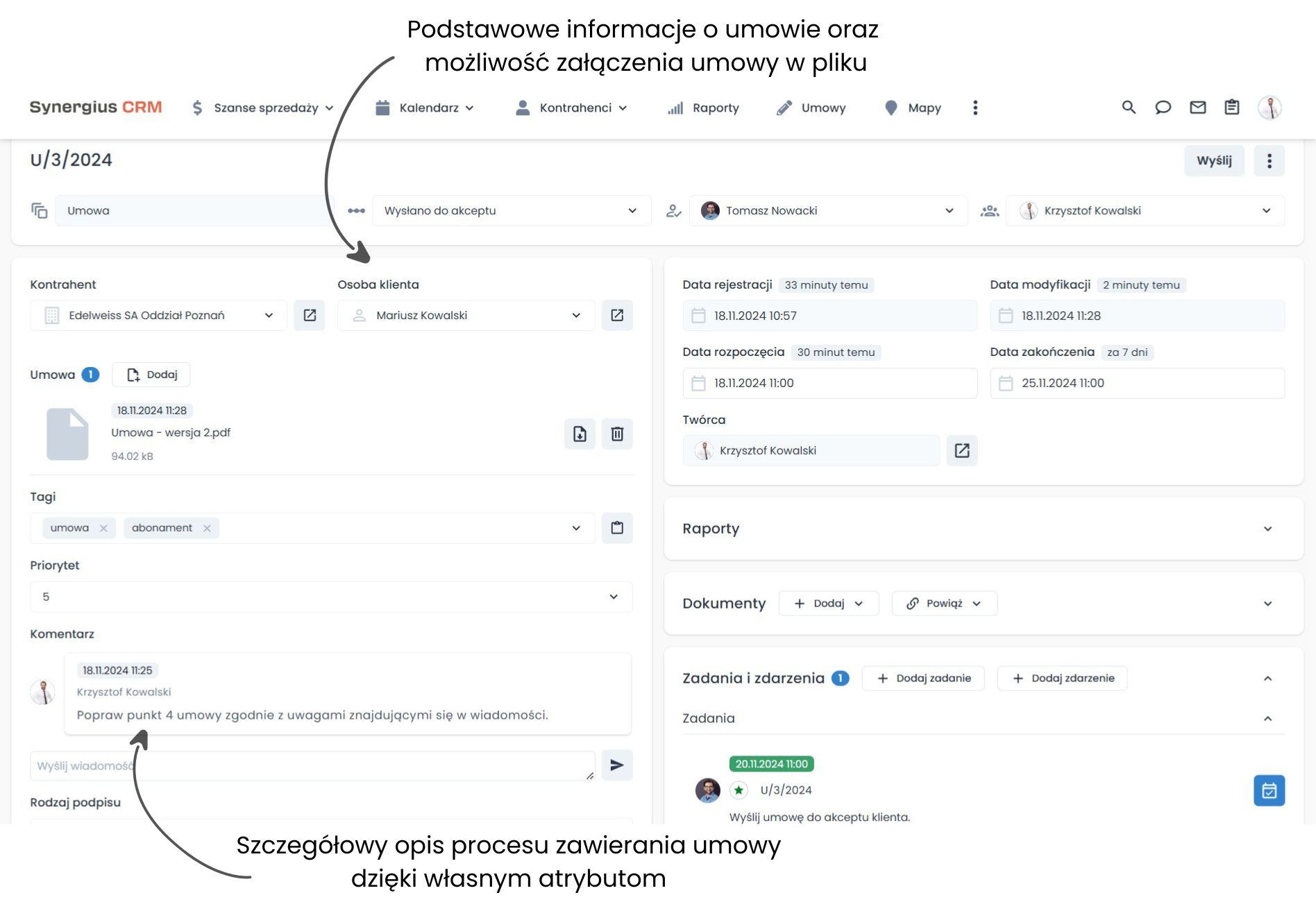 Karta do zarządzania umowami.