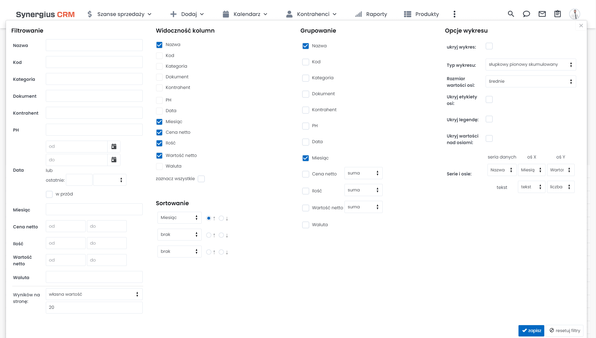 Konfiguracja raportów w systemie CRM