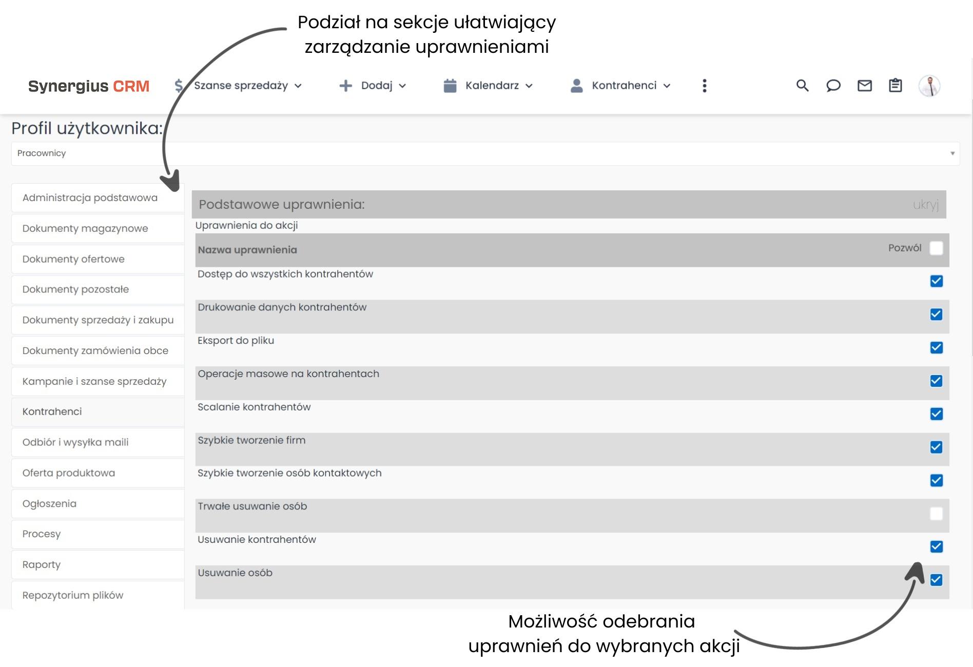 Program CRM i zarządzanie uprawnieniami pracownicy