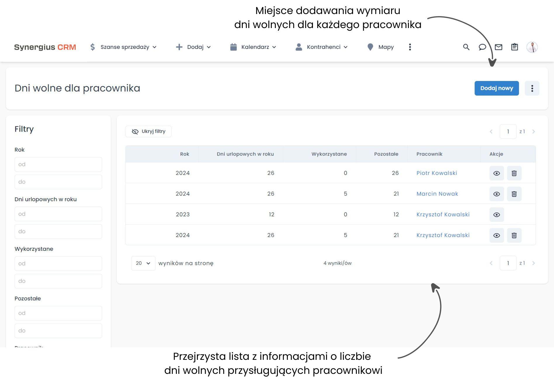 Zarządzanie urlopami - wymiar urlopu.